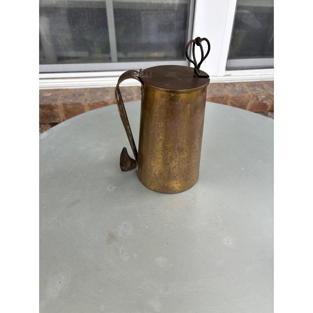 Vintage Cape Cod Shop Brass Fire Lighter Pot with Twisted Wand Hearth Decor